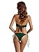 zeraca Women's High Neck Criss Cross Tie Side Bikini Swimsuits (M10, Everglade Green)