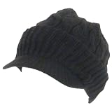 New Chunky Cable Knit Skull Newsboy Cabby Hat Cap Black Medium Large