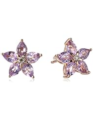 Sterling Silver with Pink Gold Plated Flower Studs