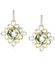 Katie Decker "Scroll" 18k Green Amethyst and Diamond Earrings