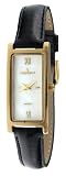 Peugeot Women's 3017BK Gold-Tone Black Leather Strap Watch