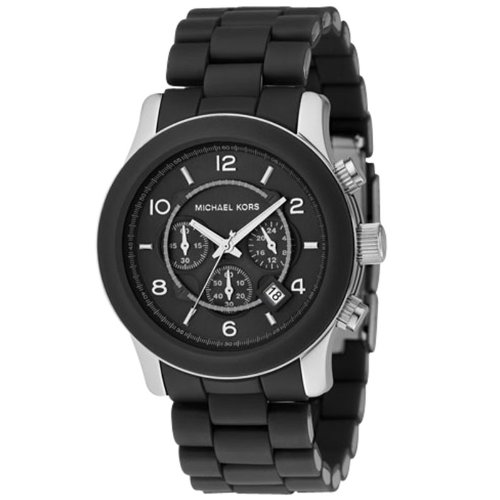Michael Kors Watches Oversized Black PU Runway (Black)