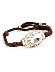 Ettika "Leather" Medium Oval Crystal Gem Braided Bracelet
