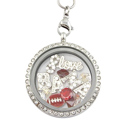 University of Alabama Crimson Tide Charm Locket Necklace Stainless Steel