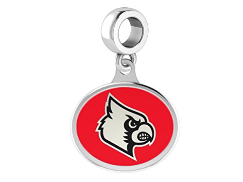 Louisville Cardinals Sterling Silver Enamel Drop Charm Fits All European Style Charm Bracelets