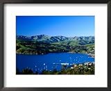 Akaroa Harbour, Banks Peninsula, Canterbury, New Zealand Styles Framed Art Poster Print by Paul Kennedy, 22x18
