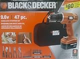 Black & Decker GC96B-47 47-Piece Project Kit with 9.6V Drill, Hand Tools and Accessories