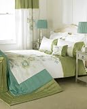Green Chic Embroidered Floral Quilt Double Duvet Cover Bedroom Bedding Set