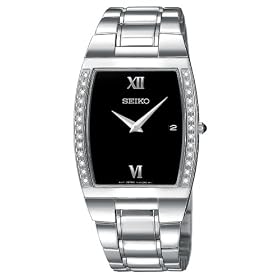 Click here to buy Seiko Mens Diamond Dress Silver-Tone Watch #SKP319 by Seiko.