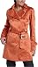 Jessica Simpson Women's Anna Satin Double Breasted Trench Coat,Mango,Large