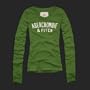 Abercrombie & Fitch Women Logo Long Sleeve Tee - Dark Green (Size: Small)