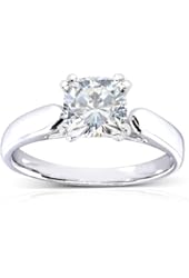 Cushion-cut Moissanite Solitaire Ring 1 1/10 Carat (ctw) in 14k White Gold