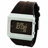 Fat Face Mens digital brown leather strap watch