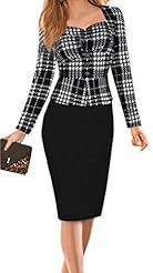 Sexy V-neck Cap Sleeves Long Sleeves Knee Length Plaid Print Polka Dot Print Cotton/Polyester Vintage Bodycon Dress/Party Dress 