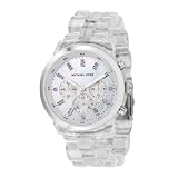 MICHAEL Michael Kors Women's White Transparent Acrylic Oversized Chronograph Watch