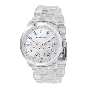 MICHAEL Michael Kors Women's White Transparent Acrylic Oversized Chronograph Watch