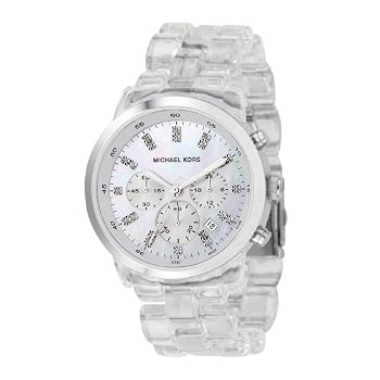 MICHAEL Michael Kors Women's White Transparent Acrylic Oversized Chronograph Watch