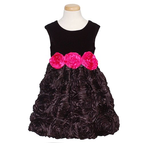 cachcach Black Soutache Rosette Christmas Dress Toddler Girls 2T