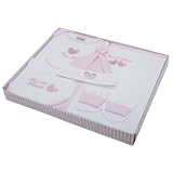 Babies Gift Set, Embroidered 5 Piece Gift Set (Bodysuit, Hat, Booties, Blanket & Bib)