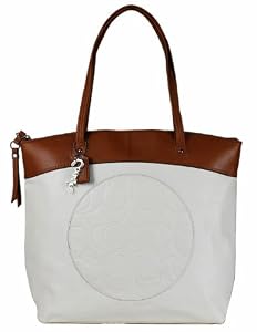 Coach Laura Leather Circle Embossed Signature Zip Tote F18336 Whitetoffee Only For $328.00