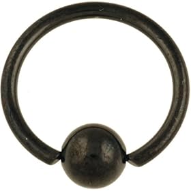 One PVD Stainless Steel Captive Bead Ring: 14g 9/16" Black