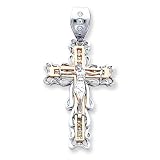 14k Two-tone CZ (Cubic Zirconia) Cross Pendant