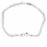 Customized Sterling Silver Couple's Name and Birthstone Bracelet -Ship in 3 to 4 Weeks