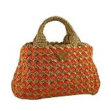 PRADA : プラダ 2012年春夏新作 RAFFIA CROCHETかごバッグ NATURALE+PAPAYA 並行輸入 PRADA 新作