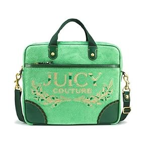 Juicy Couture Terry Heart Tassel Laptop Computer Sleeve Case Bag Green