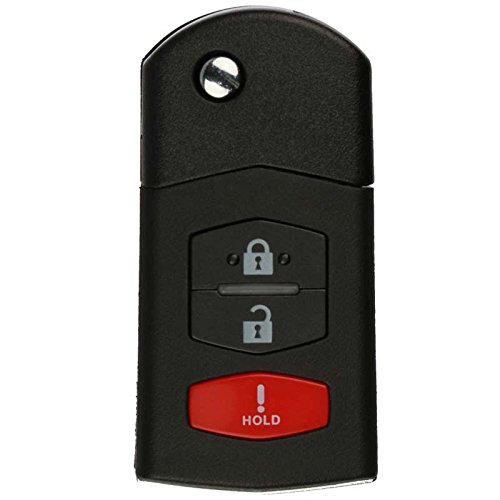 KeylessOption Flip Key Keyless Entry Remote Control Fob Combo Uncut Ignition Key Replacement 3 Button Compatible with SKE12501