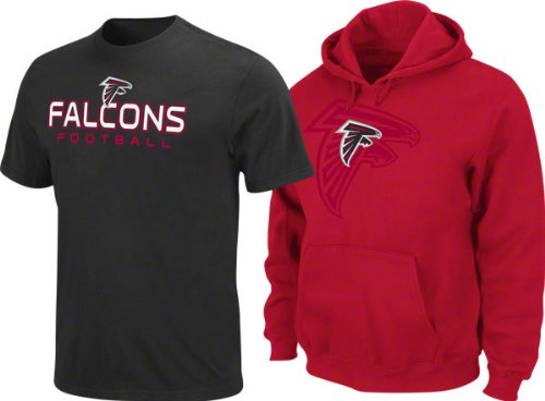 Atlanta Falcons Black T-Shirt and Red Hooded Sweatshirt Combo Pack