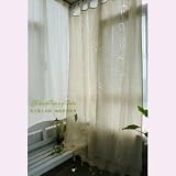Vintage Cutwork&crochet Lace Decorated Off White Large Cotton Curtain Panel
