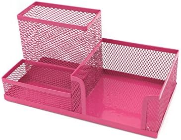 Superbpag(TM) Mesh Desk Organizer Office Supplies Caddy Combination Pen Holder Card Case Organizer Storage Box ,Pink