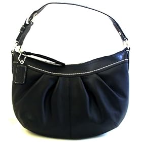 Coach Soho Medium Black Leather Pleated Hobo Bag - 13730