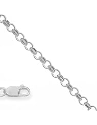 14K White Gold 2.1mm Classic Rolo Cable Chain Necklace Lobster Clasp 18"