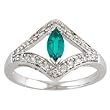0.50ct tw Natural Diamond (SI Clarity , GH color) & Created Green Emerald Ring in 14K White Gold