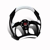 320MM 6-Hole JDM Silver/Black PVC Leather Steering Wheel
