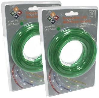 Starlite Creations Indoor/Outdoor LED Mini Rope Light, 18FT, Green, 72 Lights
