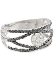 Sterling Silver 0.83 cttw Black and White Diamond Ring