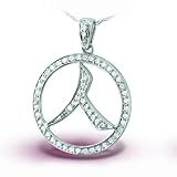 14K White Gold Chinese Symbol Human Diamond Pendant