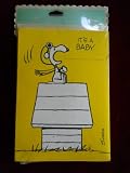 Vintage 1970's Package of 10 Peanuts SNOOPY Flying Ace Pilot Birth Baby Announcement Cards