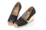 TOMS Black Calypso Canvas Women's Wedges
