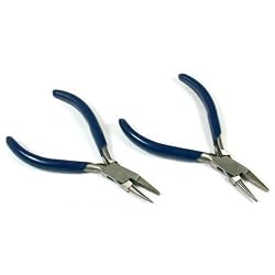 2 Pliers Flat Round Nose Memory Wire Wrapping Tool
