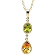 14K Yellow Gold Peridot, Citrine and Diamond Pendant