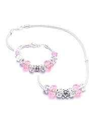 Bear Charm Bracelet and Necklace Gift Set Girls Pandora Style
