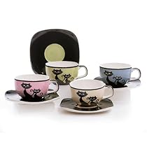 Cattitude Cup & Saucer Set (4 Asrtd)