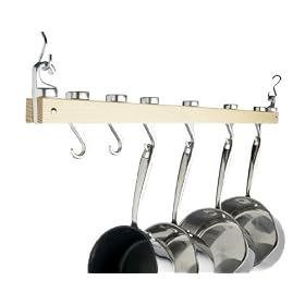 Master Class Deluxe Ceiling Mounted Single Wooden Pot Rack, 92cm