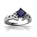 14K White Gold Square Genuine Sapphire Engagement Ring Size 5