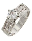 Silvertone Cubic Zurconia Engagement and Wedding Ring Fashion Jewerly