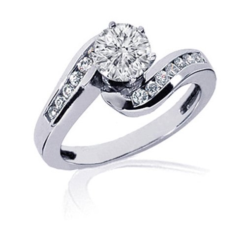1.30 Ct Round Diamond Swirl Engagement Ring 14K 